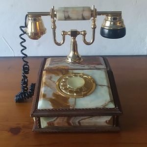 VINTAGE Onyx Marble Rotary Phone